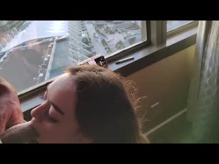 babygirl sucks daddys cock with a view